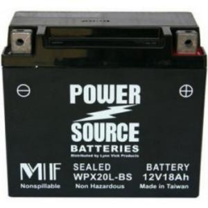 Power Source    12 Volt  Battery (WPX20L-BS),  Sealed AGM