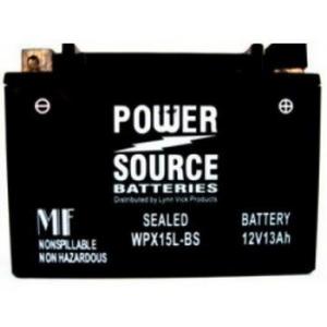 Power Source 12 Volt 13AH Sealed AGM Battery (WPX15L-BS) Note: This battery has box style terminals with nut & bolt - used primarily with ATV applications.